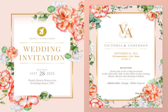 Begonia Wedding Invitation Graphic