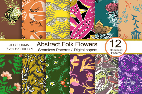 Exploring Abstract Folk Flowers and Seamless Patterns: A Versatile Design Solution