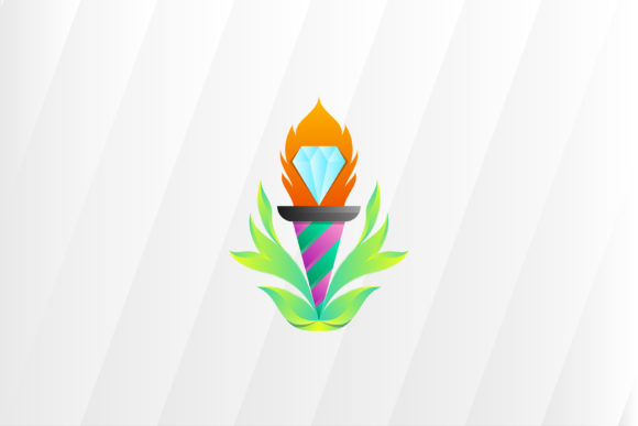 Torch Champion Diamond Fire Logo Design